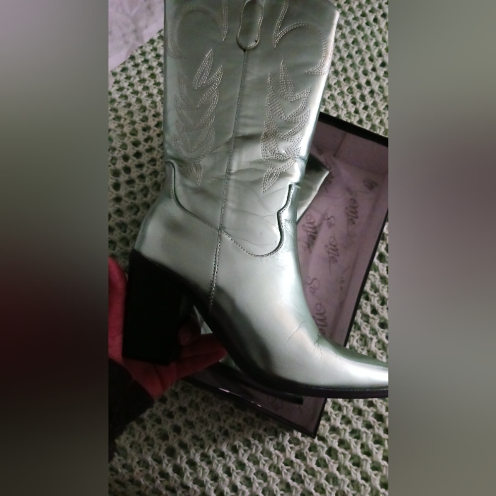 Metallic Cowgirl Heeled Boots - Picture 2 of 3